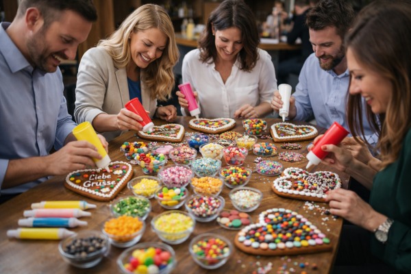 Lebkuchenherzen verzieren, Teambuilding in Berlin