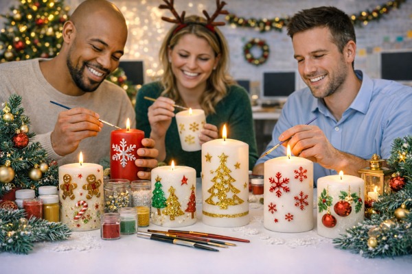 Weihnachtskerzen gestalten, Weihnachtsfeier in Berlin